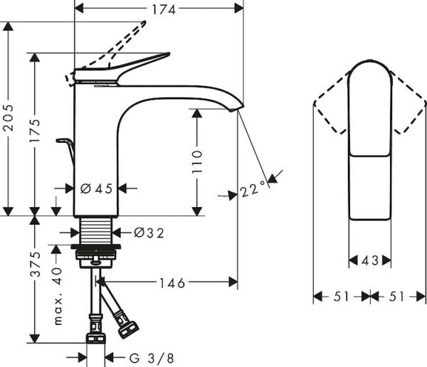 Hansgrohe  Vivenis 110, Mitigeur de lavabo, chromé – Image 3