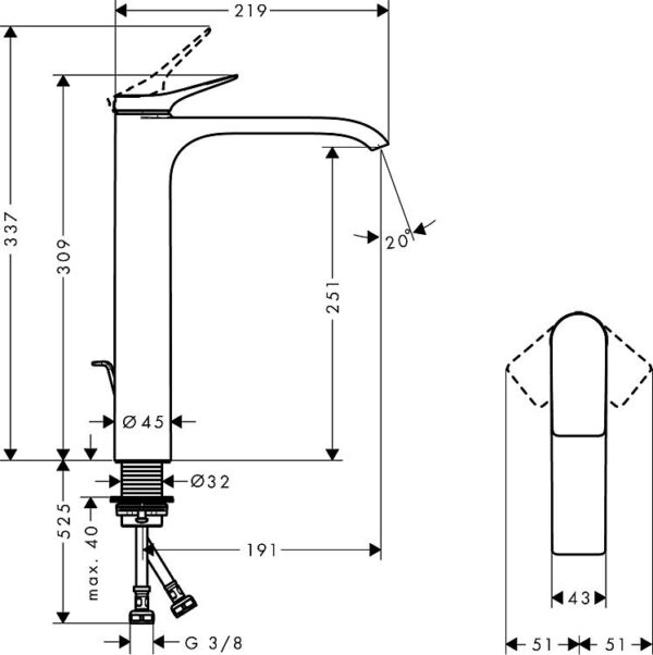 Hansgrohe  Vivenis 250, Mitigeur de lavabo, chromé – Image 5